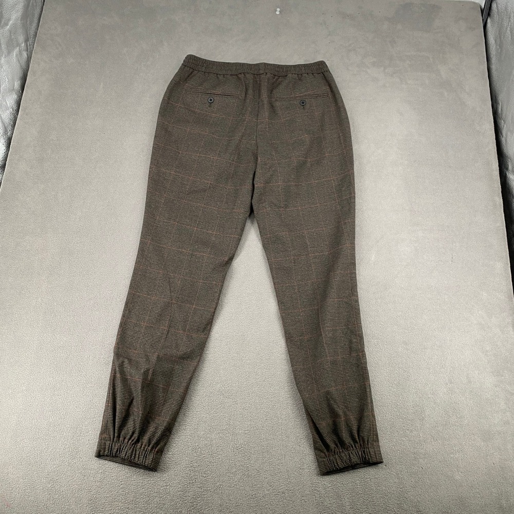 Express Extra Slim Mens Plaid Trousers Brown Glen Check Drawstring Pants Size M - Picture 4 of 10